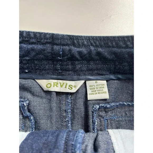 Vintage Orvis Skirt Womens 6 Midi Dark Wash Denim Cotton Drawstring Waist - Picture 2 of 5